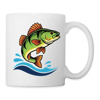 Bunter Flussbarsch Barsch Angeln - Tasse - Weiß - Rechts