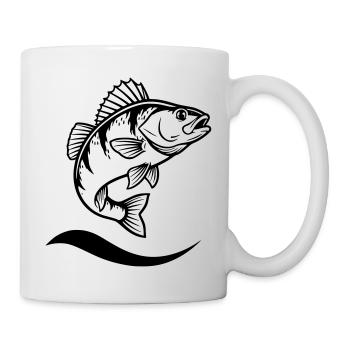 Springender Flussbarsch Angler Action - Tasse - Weiß - Rechts