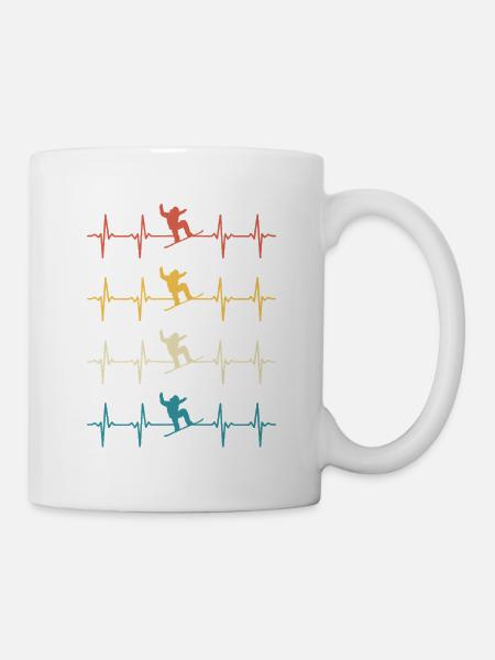 Snowboard Snowboarding Heartbeat Snowboarding - Mug - white