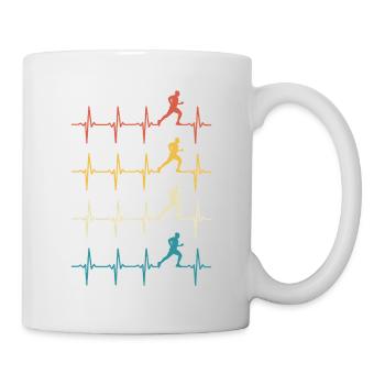 Cadeau rétro de Running Heartbeat pour les amateurs de course - Mug blanc - blanc - Droite