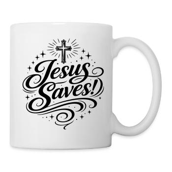 Jesus Rettet Kreuz Christlich - Tasse - Weiß - Rechts
