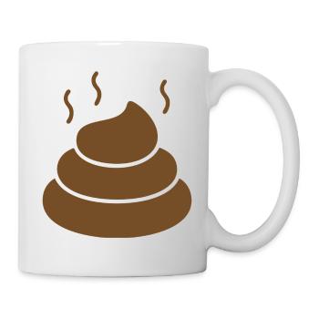 Brauner dampfender Emoticon Haufen - Tasse - Weiß - Rechts