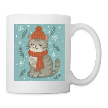Cozy Winter Cat - Tasse - Weiß - Rechts