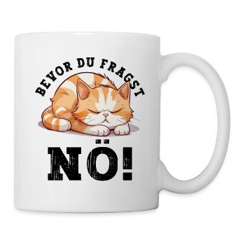 Avant de demander Non, pas de chat, drôle, dicton, humour - Mug blanc - blanc - Droite