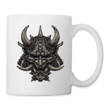 Casque de Samouraï Démoniaque, Masque Oni - Mug blanc - blanc - Droite