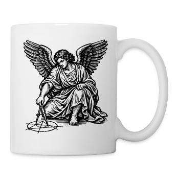 angel drawing geometric figures with compasses - Mug - white - Right