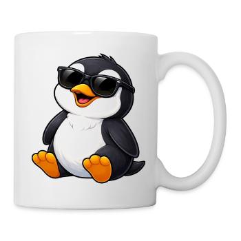 Pingouin cool avec des lunettes de soleil, joli dessin animé amusant - Mug blanc - blanc - Droite