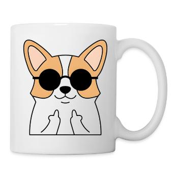 Frecher Corgi mit Sonnenbrille - Tasse - Weiß - Rechts