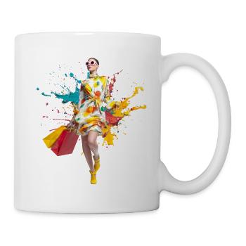 Farbspritzer Kleidkunst im Kaufrausch - Tasse - Weiß - Rechts