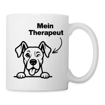 DER HUND MEIN THERAPEUT, HUNDE! 🐶 DOGLOVER PFOTE - Tasse - Weiß - Rechts