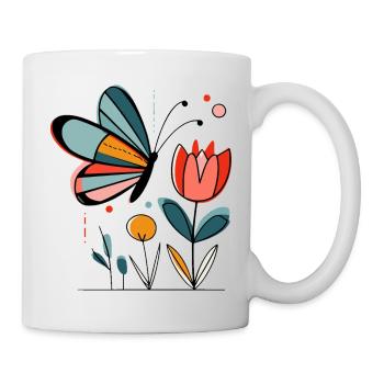 Papillon à motif printanier avec des fleurs - Mug blanc - blanc - Droite