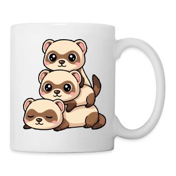 Niedlicher Frettchen-Lustiger Cartoon Kawaii Haustier-Design - Tasse - Weiß - Rechts
