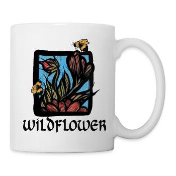 Floraison de fleurs sauvages avec les abeilles - Mug blanc - blanc - Droite