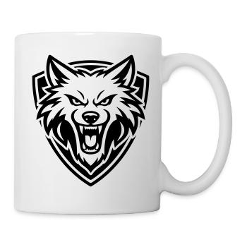 Wolf Kopf Wappen - Tasse - Weiß - Rechts