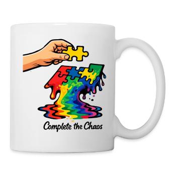 Autismus-Puzzlestück Regenbogenbewusstseinskunst - Tasse - Weiß - Rechts
