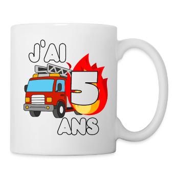 Ich bin ein 5-jähriger Feuerwehrwagen-Spaß - Tasse - Weiß - Rechts