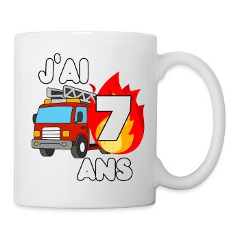 J’ai 7 ans camion de pompier fun - Mug - white - Right