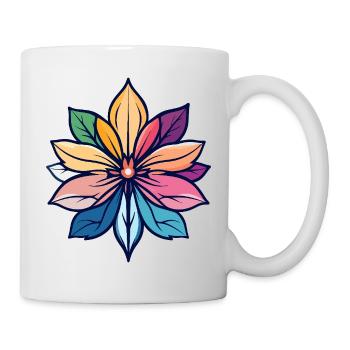 Bunter Blütenstern Mandala Blume kunst Farben - Tasse - Weiß - Rechts