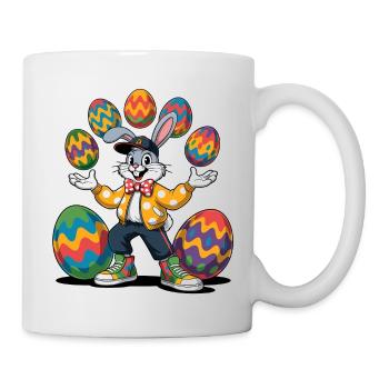 Colorful Easter bunny with colored eggs - Mug - white - Right