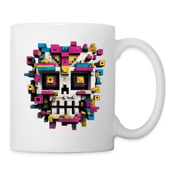 Crâne géométrique – Art pixelisé coloré - Mug blanc - blanc - Droite