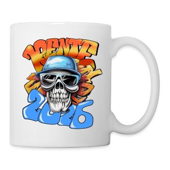 Skull Pensioner 2026 Graffiti Néon Pop Art - Mug blanc - blanc - Droite