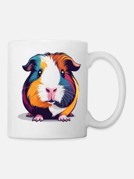 Bunte Meerschweinchen PopArt Illustration - Tasse - Weiß