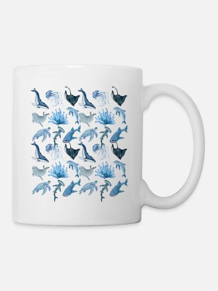 Animaux marins (gros) - Mug blanc - blanc
