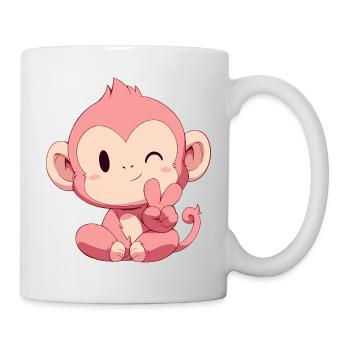 Petit Singe Rose Paix - Mug blanc - blanc - Droite