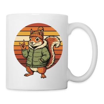 Écureuil Cool - Design Rétro Hivernal - Mug blanc - blanc - Droite