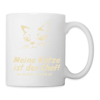 Meine Katze ist der Chef  - Tasse - Weiß - Rechts