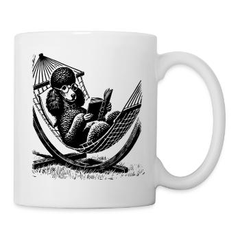 T-shirt with a poodle reading a book - Mug - white - Right