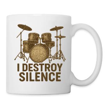 I Destroy Silence – Gift for Drummers - Mug - white - Right