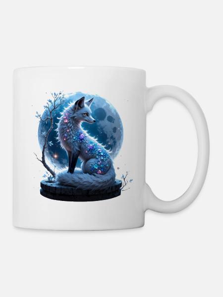Blauer Fuchs der Lunar-Edelsteine - Tasse - Weiß