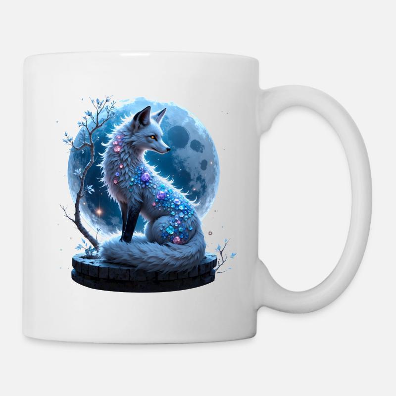 Blauer Fuchs der Lunar-Edelsteine - Tasse - Weiß