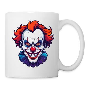 Gruselclown Horror Clown Kopf Porträt Motiv - Tasse - Weiß - Rechts
