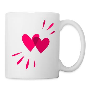 Zwei Herzen passend zum Valentinstag - Tasse - Weiß - Rechts