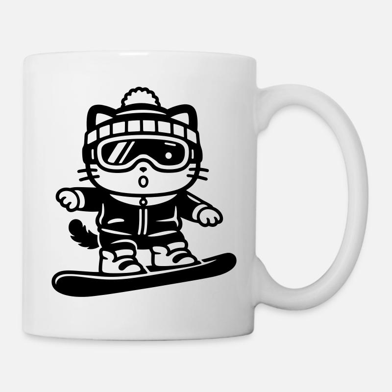 Snowboard Cat - Mug - white