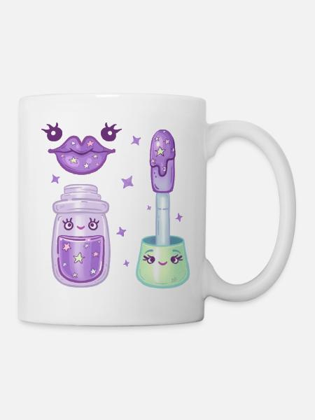 Lilac Galaxy Lipgloss Kawaii Charakter - Tasse - Weiß