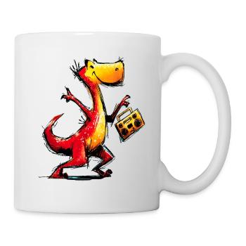Cool Music Dino with Retro Boombox - Mug - white - Right