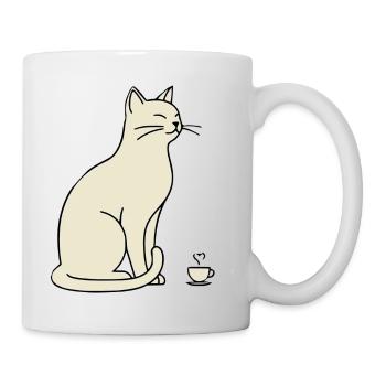Minimalistische Silhouette Cream Cat - Tasse - Weiß - Rechts