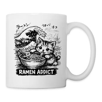 Kawaii Cats Ramen Nouilles Japon Ukiyo-E Rétro - Mug blanc - blanc - Droite