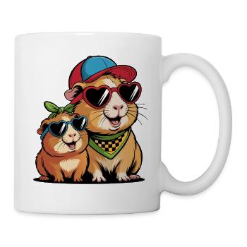 Süße Meerschweinchen Freunde – Lustiges Tiermotiv - Tasse - Weiß - Rechts