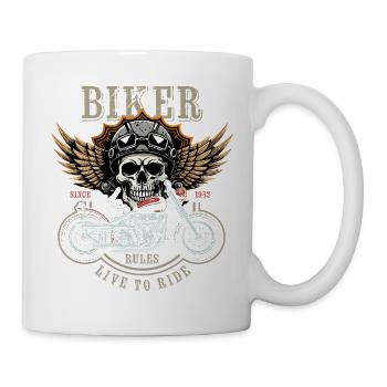 Règles des motards - Depuis 1983 - Vivre pour rouler - Mug blanc - blanc - Droite