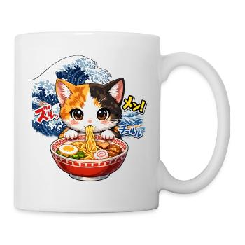 Kawaii Cats Ramen Nouilles Japon Ukiyo-E Rétro - Mug blanc - blanc - Droite