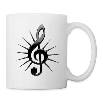 Schwarze Noten mit Strahlen - Tasse - Weiß - Rechts