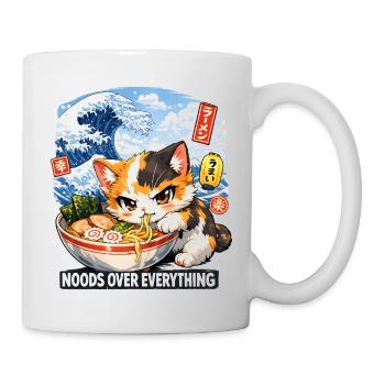Japan Katze Ramen Nudel Retro Welle Motiv - Tasse - Weiß - Rechts