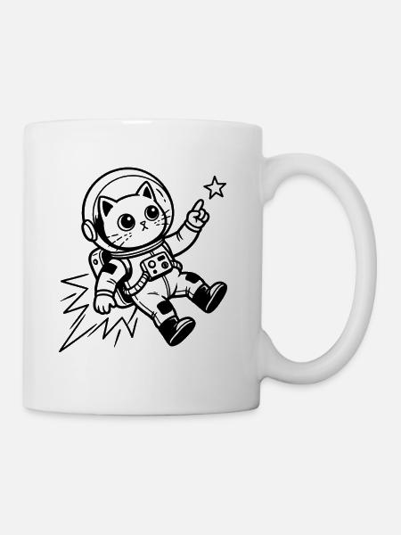 Katzen-Astronaut im Weltraum - Tasse - Weiß