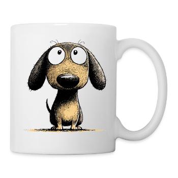 Kulleraugen Dackel Hund Cartoon Art - Tasse - Weiß - Rechts