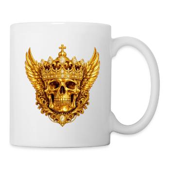 Goldener Totenkopf mit Krone und Flügeln - Tasse - Weiß - Rechts