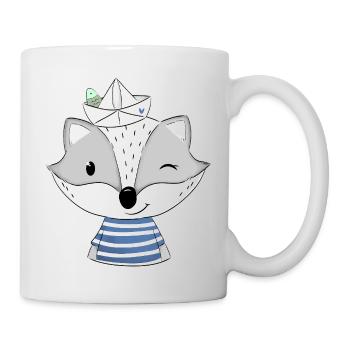 Matrosen Dachs mit Papierboot - Tasse - Weiß - Rechts